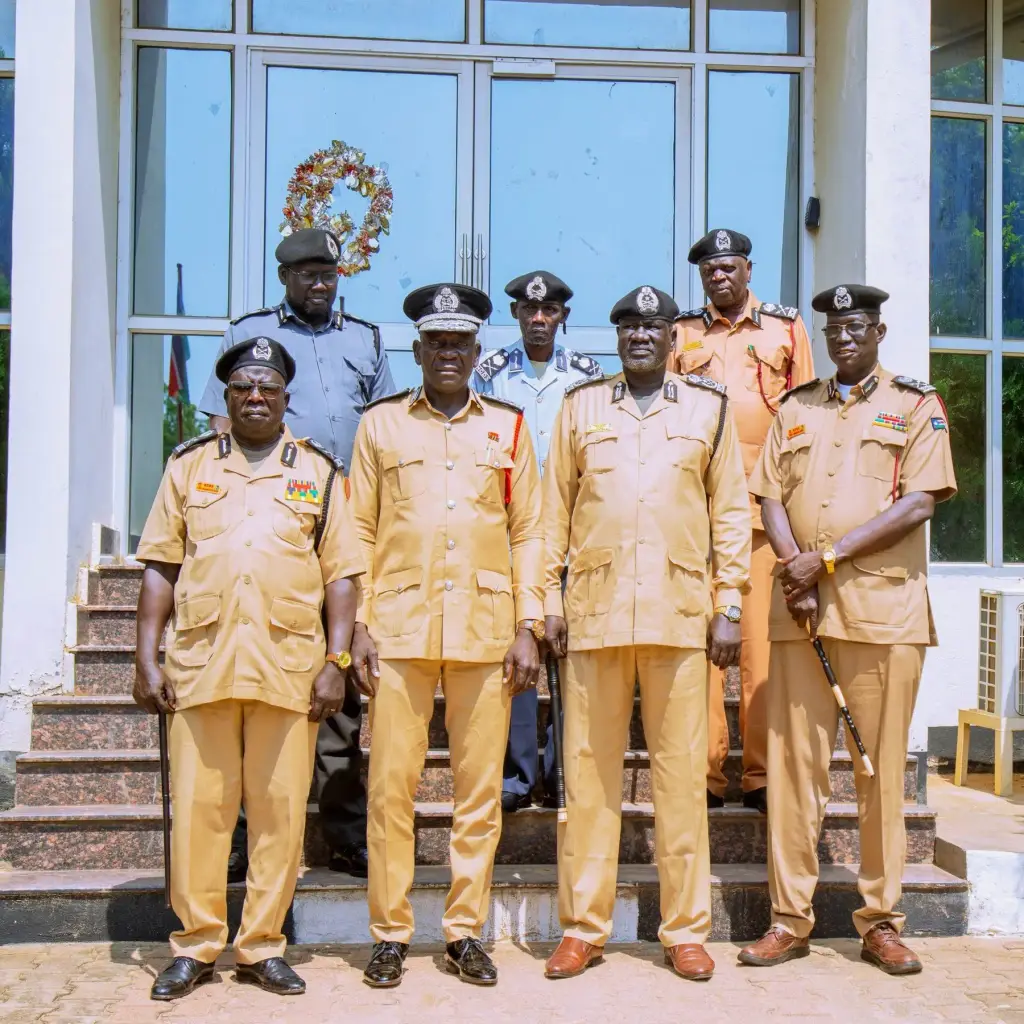 NCDS senior officers assembled in formation outside Service headquarters in Juba
