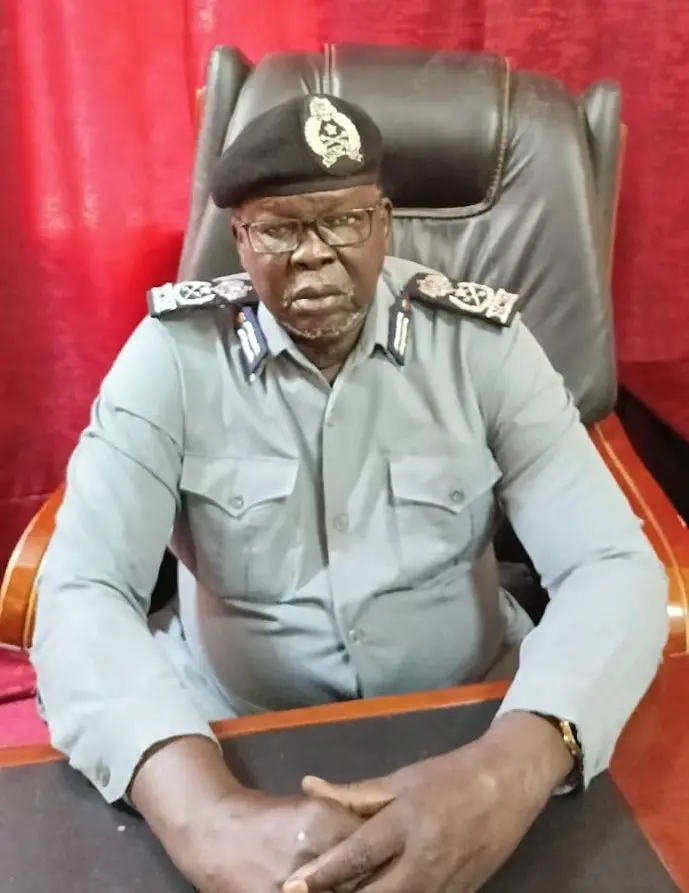 Portrait of Lt. Gen. James Malith Gatluak, officer of the South Sudan National Civil Defense Service, in service uniform