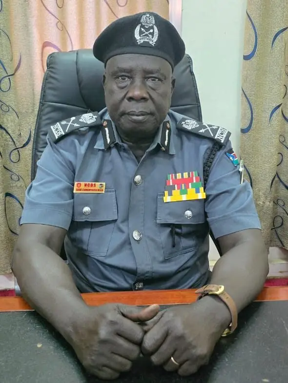 Portrait of Maj. Gen. Leek Cengnyieth Ater, officer of the South Sudan National Civil Defense Service, in service uniform