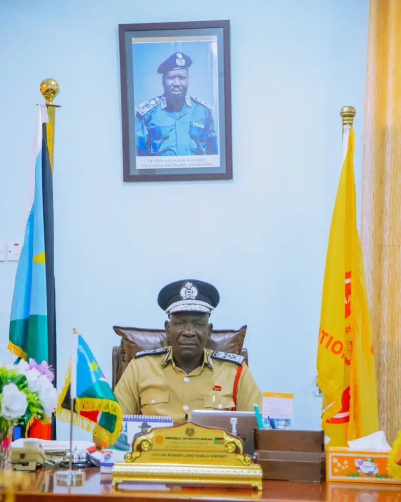 Portrait of Gen. Dr. Roden Loro Karlo, officer of the South Sudan National Civil Defense Service, in service uniform